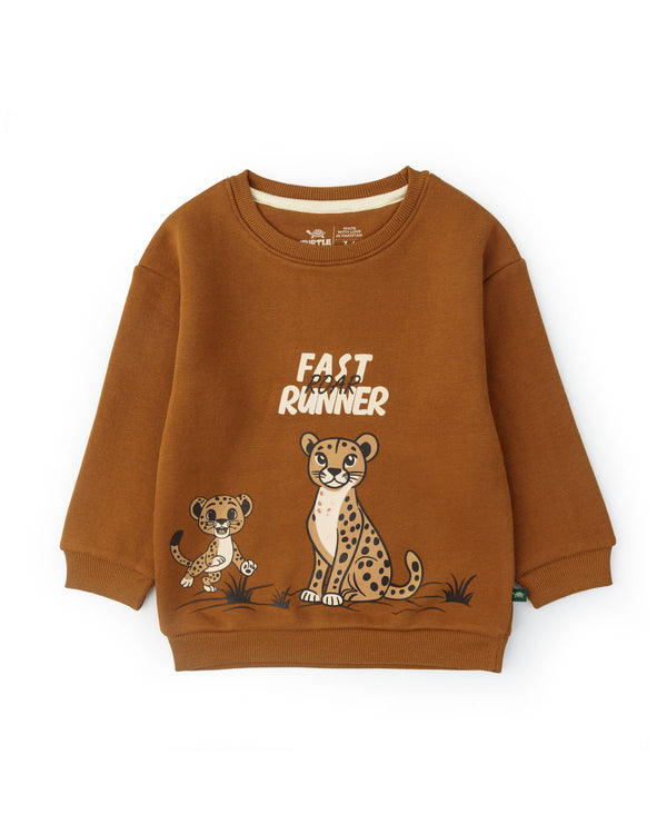 Honey-Brown Printed Sweatshirt
