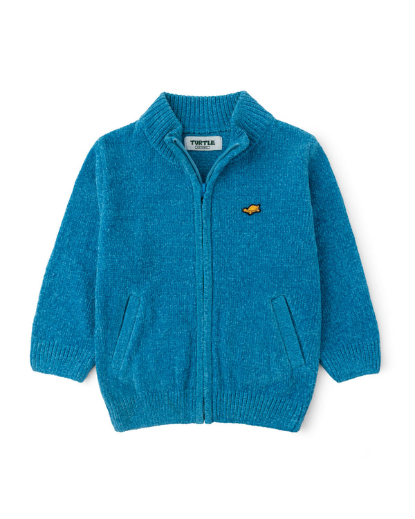 Azure Luxe Zip-up Sweater