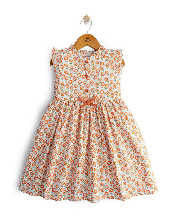 Orange Petal Ruffle Frock