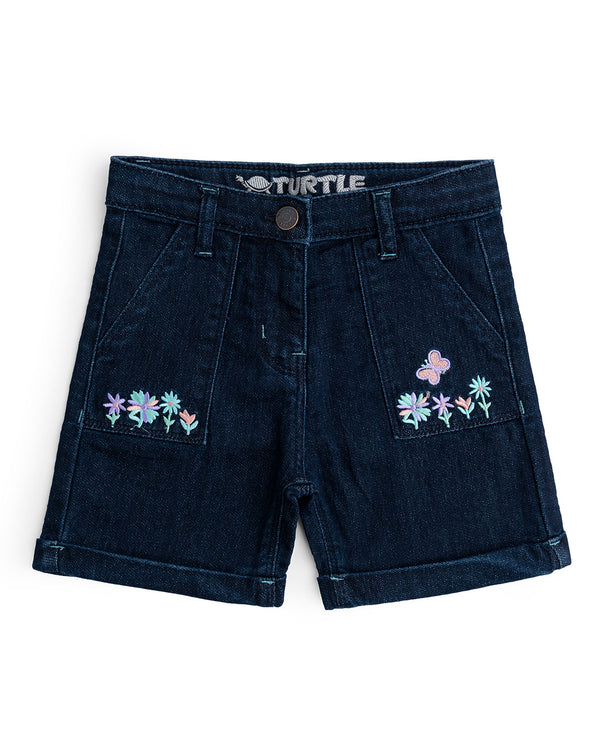 Blue Pocketed Denim Short