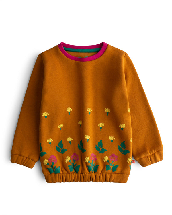 Deep Saffron Printed Sweatshirt